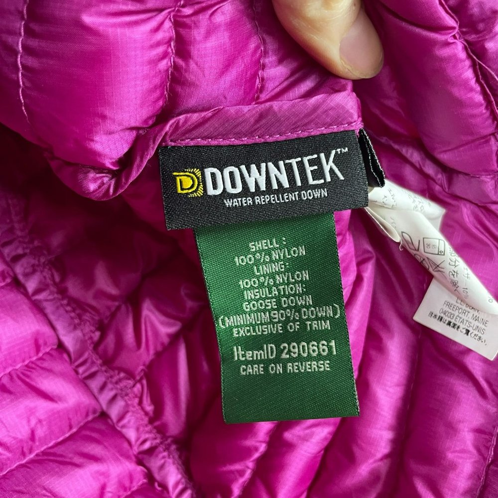 LL Bean Womens Ultralight Downtek Down Puffer Jacket Suze L Fuschia Stowaway - Picture 10 of 13